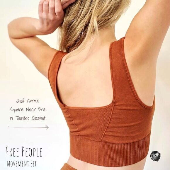 FP MOVEMENT GOOD KARMA SET: BRA + LEGGINGS TOASTED COCONUT WOMEN SIZE XS/S, M/L - Picture 7 of 10